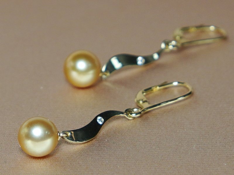 Zlaté náušnice s perlami Jižního Pacifiku BC04YE-G Zlaté náušnice s perlami Jižního Pacifiku BC04YE-G