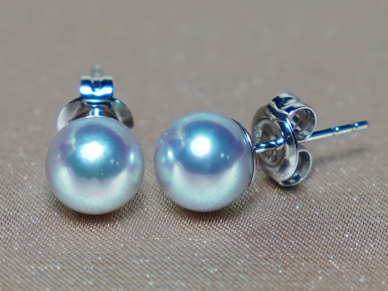 Zlaté náušnice šedé mořské akoya perly AE585AAAsM Zlaté náušnice šedé mořské akoya perly AE585AAAsM