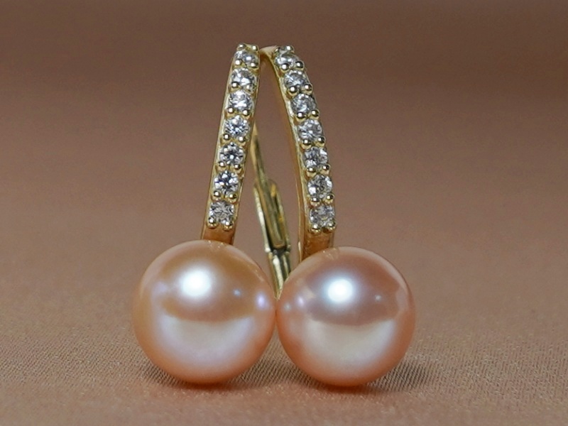 Perlové náušnice 14K pravé perly BC021YFE-P Perlové náušnice 14K pravé perly BC021YFE-P