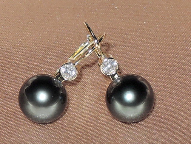 Perlové náušnice černé tahitské perly AAA DS222YE-T Perlové náušnice černé tahitské perly AAA DS222YE-T