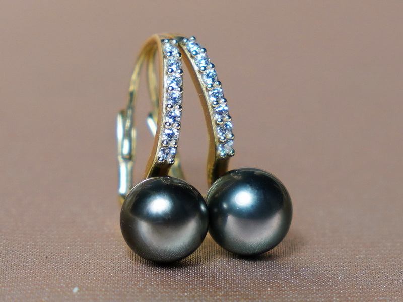 Perlové náušnice tahitské perly AA+ v zlatě BC021YE-TAA+ Perlové náušnice tahitské perly AA+ v zlatě BC021YE-TAA+