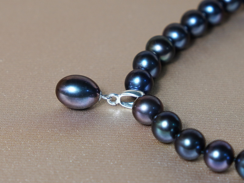 Perlový náhrdelník černé říční perly AAA NRSNP7585AAAbK Perlový náhrdelník černé říční perly AAA NRSNP7585AAAbK