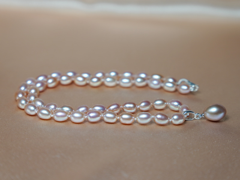 Perlový náhrdelník pravé růžové říční perly FNS026J Perlový náhrdelník pravé růžové říční perly FNS026J