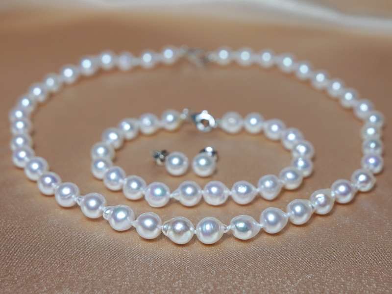 Perlový set japonské akoya perly AA APNS7580AAC Perlový set japonské akoya perly AA APNS7580AAC