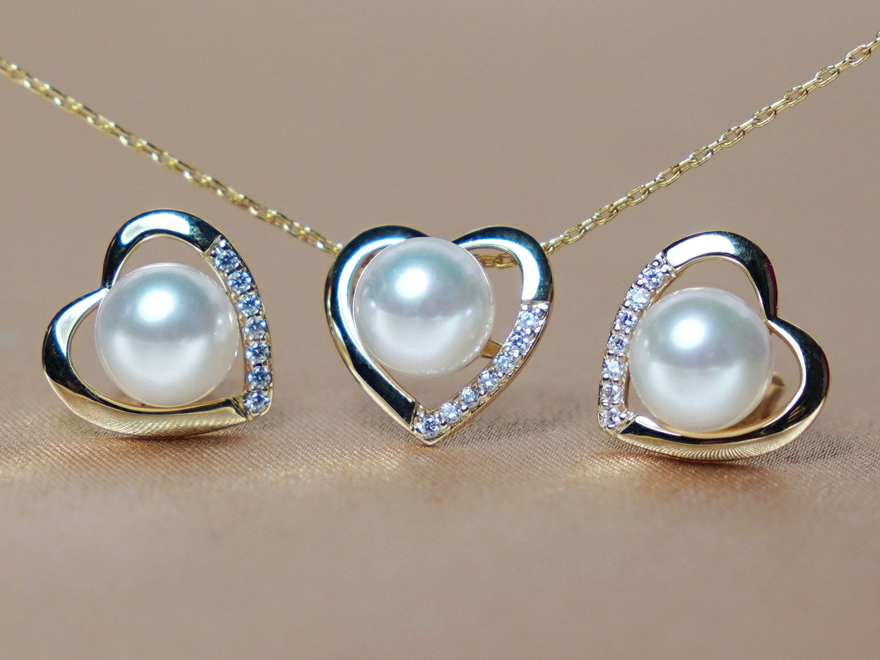 Set šperků z říčních perel ve14K zlatě WW013YS-FW Set šperků z říčních perel ve14K zlatě WW013YS-FW