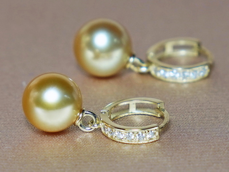 Zlaté náušnice s perlami Jižního Pacifiku DS120YE-G Zlaté náušnice s perlami Jižního Pacifiku DS120YE-G