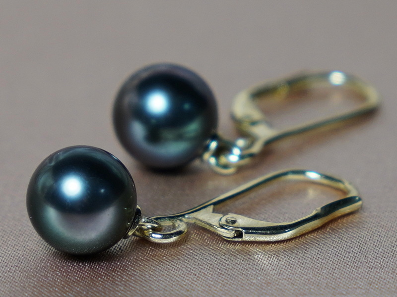 Zlaté náušnice 14K černé tahitské perly AAA TEAAAZGC Zlaté náušnice 14K černé tahitské perly AAA TEAAAZGC