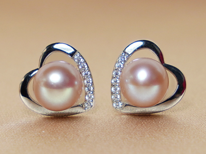 Zlaté náušnice s růžovou říční perlou WW014WE-FP Zlaté náušnice s růžovou říční perlou WW014WE-FP