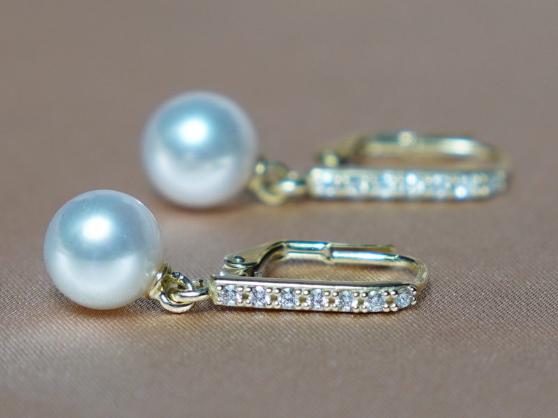 Zlaté náušnice 14K akoya perly AAA BC024YE-A Zlaté náušnice 14K akoya perly AAA BC024YE-A