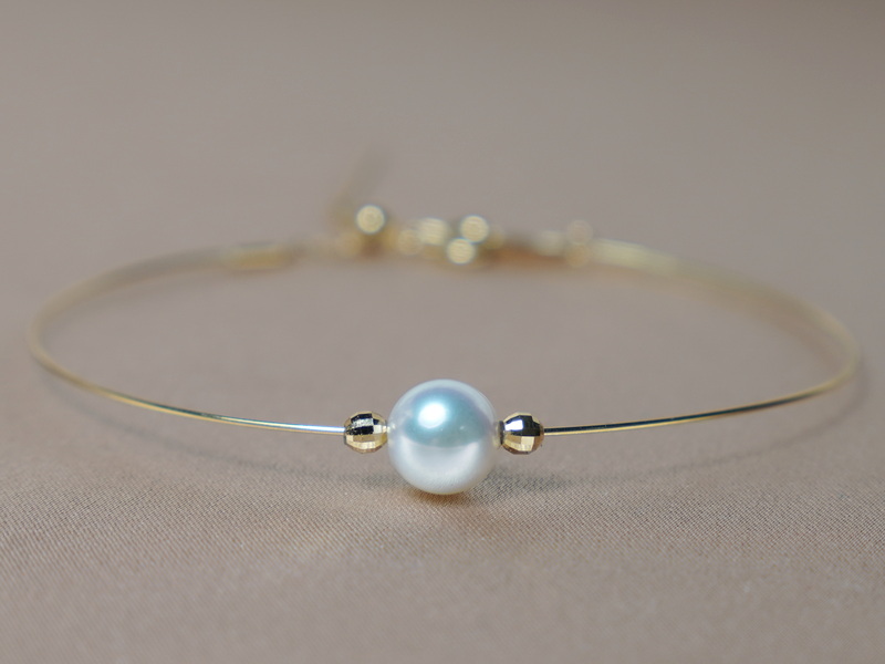 Zlatý náramek 18K s akoya perlou AAA WW07YB-A Zlatý náramek 18K s akoya perlou AAA WW07YB-A