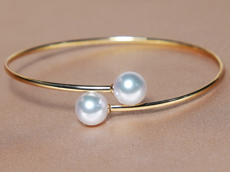 Zlatý náramek 18K s japonskými akoya perlami AAA WW08YB-AA Zlatý náramek 18K s japonskými akoya perlami AAA WW08YB-AA