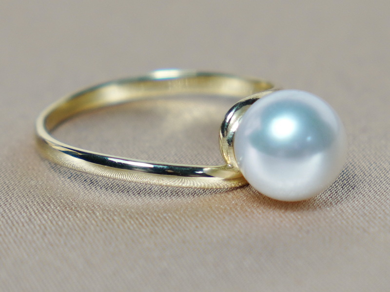 Zlatý prsten 14K s pravou perlou AAA BC028YFR-W Zlatý prsten 14K s pravou perlou AAA BC028YFR-W