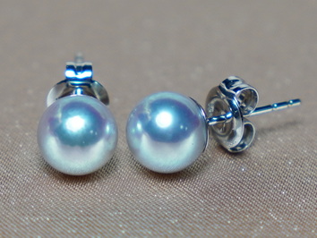 Zlaté náušnice šedé mořské akoya perly AE585AAAsM Zlaté náušnice šedé mořské akoya perly AE585AAAsM