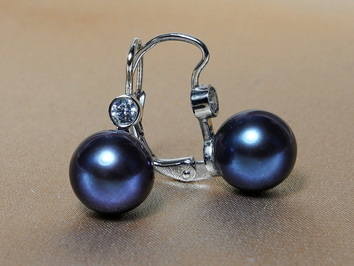 Náušnice černé perly a zirkony DS222WFE-B Náušnice černé perly a zirkony DS222WFE-B