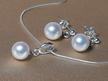 Perlový set bílé říční perly v stříbře FPS003wT Perlový set bílé říční perly v stříbře FPS003wT