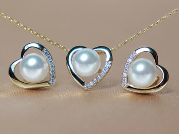 Set šperků z říčních perel ve14K zlatě WW013YS-FW Set šperků z říčních perel ve14K zlatě WW013YS-FW