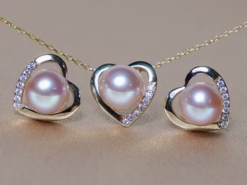 Set šperků z růžových říčních perel  WW013YS-FP
