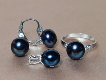 Set šperků z černých říčních perel BC180SBS-B