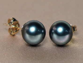 Zlaté napichovací náušnice z tahitských perel AAA TAE500yQ