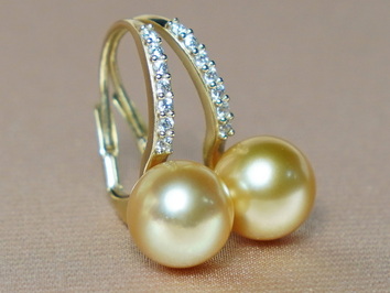 Zlaté náušnice 14K s perlami Jižního Pacifiku BC021YE-G