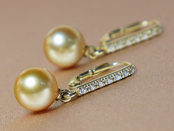 Zlaté náušnice 14K s perlami Jižního Pacifiku BC024YE-G