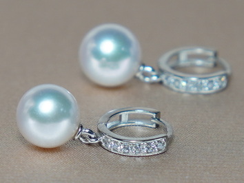 Zlaté náušnice 14K s perlami Jižního Pacifiku  DS120WE-W