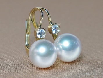 Zlaté náušnice 14K s perlami Jižního Pacifiku DS222YE-W