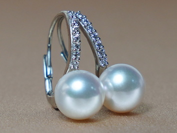 Zlaté náušnice 14K s perlou Jižního Pacifiku BC021WE-W