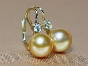 Zlaté náušnice 14K s perlou Jižního Pacifiku DS222YE-G