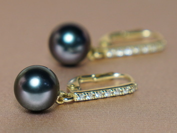 Zlaté náušnice 14K z pravých tahitských perel BC024YE-T
