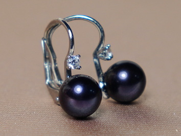 Zlaté náušnice 14K se zirkonem a perlou BC022WFE-B