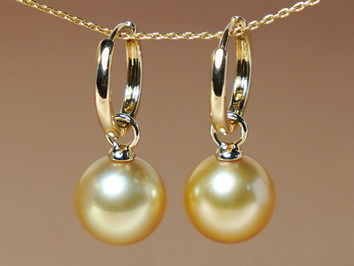 Zlaté náušnice 14K z perel Jižního Pacifiku WW017YE-G