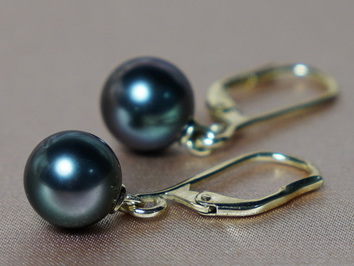 Zlaté náušnice 14K černé tahitské perly AAA TEAAAZGC Zlaté náušnice 14K černé tahitské perly AAA TEAAAZGC