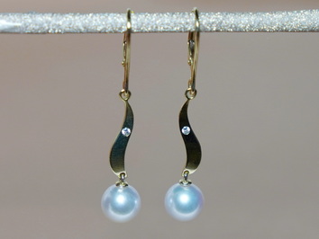 Zlaté náušnice s perlami Jižního Pacifiku BC04YE-W Zlaté náušnice s perlami Jižního Pacifiku BC04YE-W