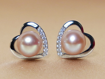 Zlaté náušnice s růžovou říční perlou WW014WE-FP Zlaté náušnice s růžovou říční perlou WW014WE-FP