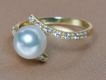 Zlatý prsten 14K s pravou perlou AAA BC029YFR-W Zlatý prsten 14K s pravou perlou AAA BC029YFR-W