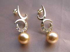 Perlové náušnice BC03YE-G zlaté náušnice s perlami najvyššia AAA kvalita BC03YE-G