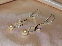 Perlové náušnice BC03YE-G zlaté náušnice s juhomorskými perlami BC03YE-G najvyššia AAA kvalita BC03YE-G