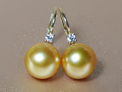 Zlaté náušnice 14K z perel Jižního Pacifiku a briliantů BC022YE-G BC022YE-G1.JPG BC022YE-G