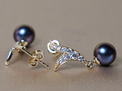 Zlaté náušnice 14K s pravými perlami AAA WW06YVE-FB Perlové náušnice WW06YVE-FB-1.JPG WW06YVE-FB