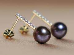 Zlaté náušnice 14K s pravými černými perlami WW015YE-FB Zlaté náušnice s perlami WW015YE-FB-1.JPG WW015YE-FB