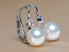 Perlové náušnice DS222WE-A Zlaté perlové náušnice pravá morská perla a zirkón DS222WE-A-1.JPG DS222WE-A