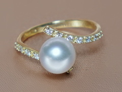 Zlatý prsten 14K s pravou perlou AAA BC029YFR-W Zlatý prsteň s perlou BC029YBR-W-1.JPG BC029YFR-W