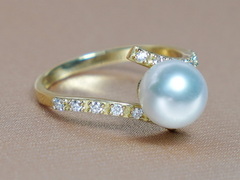 Zlatý prsten 14K s pravou perlou AAA BC029YFR-W Zlatý prsteň s perlou BC029YBR-W-2.JPG BC029YFR-W