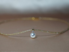 zlatý prívesok s perlou na mesh retiazke BC025MCH.JPG BC025YFP-W