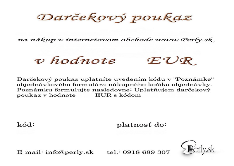Dárkový poukaz perlové šperky